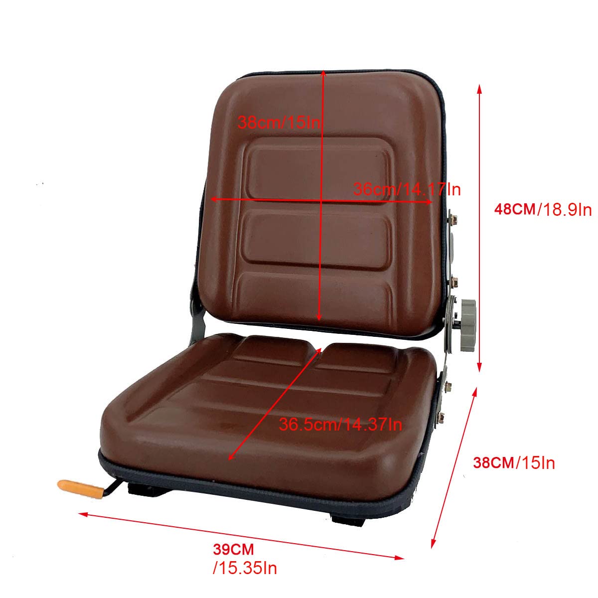 Cozyel PVC Forklift Seat Suspension Tractor Seat with 140° Adjustable Back | Brown | Fits Excavator Forklift, Tractor, Skid Loader, Backhoe Dozer Telehandler, Heavy Mechanical Seat Cozyel