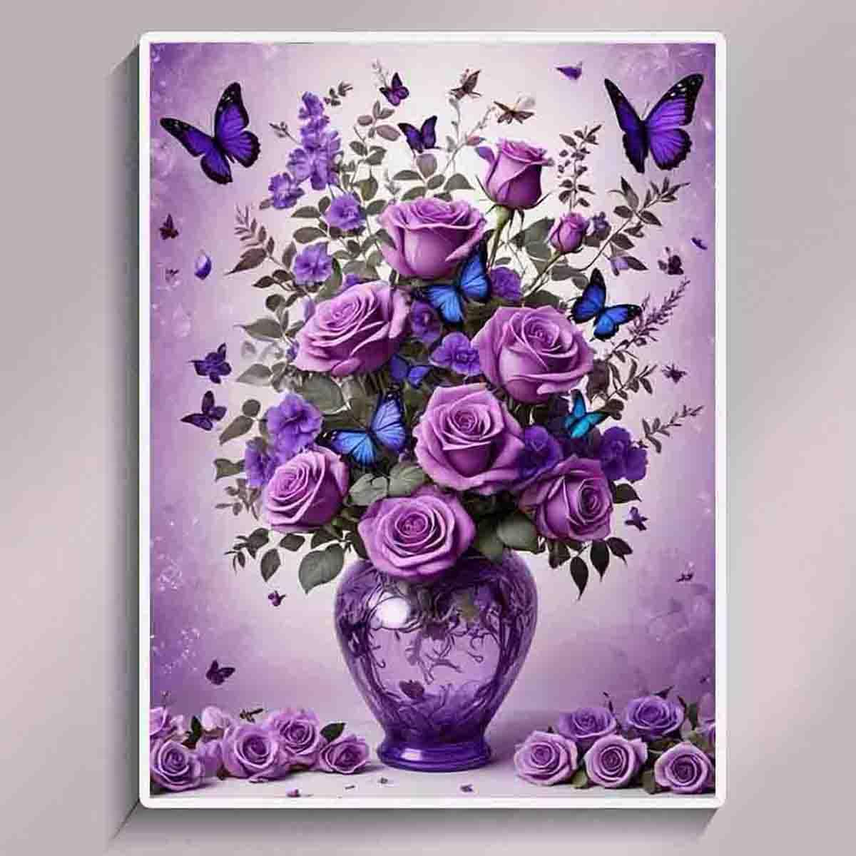 wavaiov 5D Flower Butterfly Diamond Painting Kits for Adult, DIY Floral Diamond Art Kit for Beginners, Round Full Drill Gem Art, Diamond Paintings Pictures Crafts for Home Decor 12x16in wavaiov