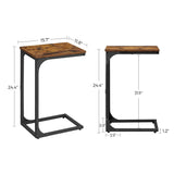VASAGLE C-Shaped End Table, Small Side Table for Couch, Sofa Table with Metal Frame for Living Room, Bedroom, Bedside, Rustic Brown and Black VASAGLE