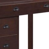 Meco Stakmore Wooden Made Expandable Desk with Ottoman, Dark Espresso Finish, and 3 Functioning Drawers for Home Office Tables, Espresso MECO