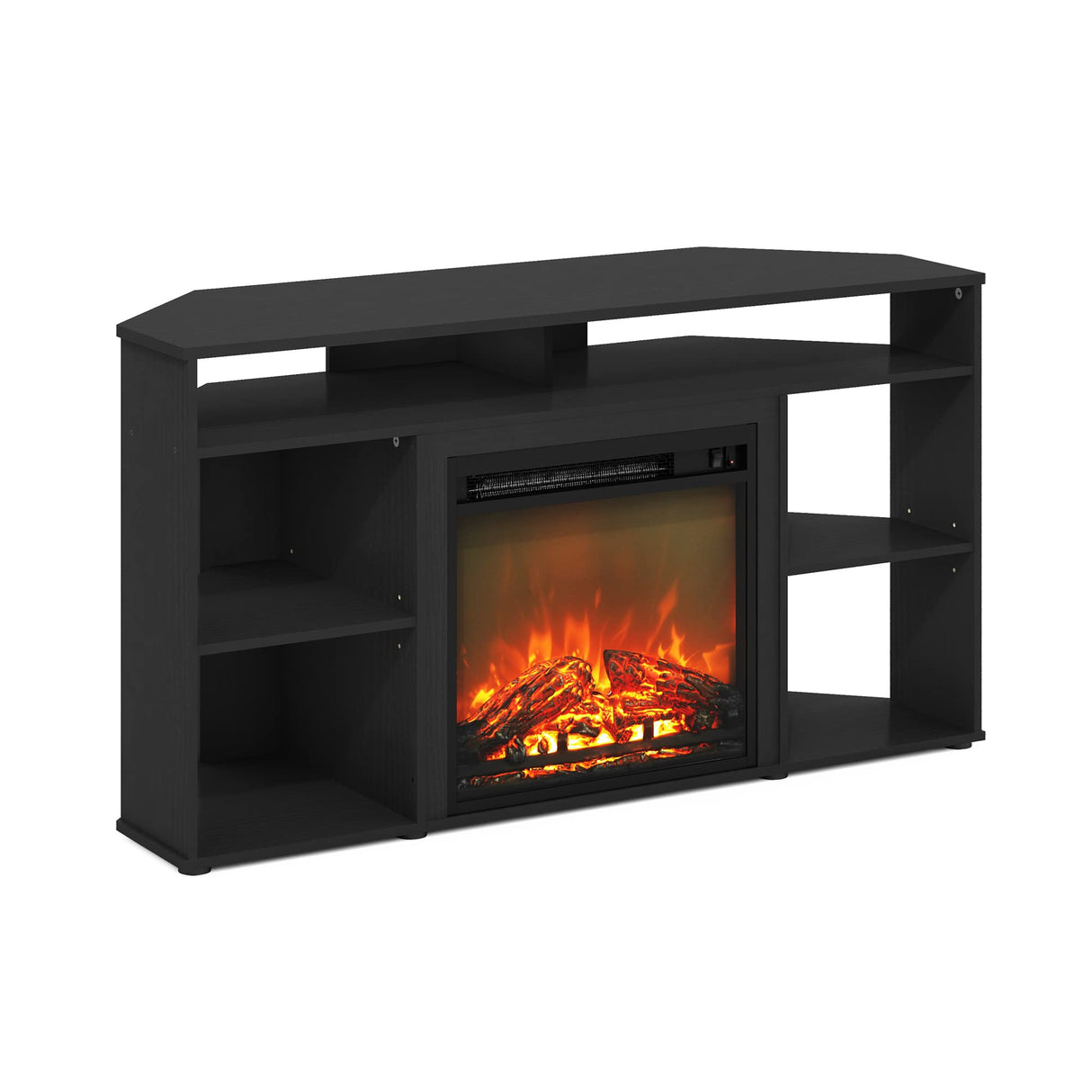 Furinno Jensen Corner TV Stand with Fireplace for TV up to 55 Inches, Americano Furinno