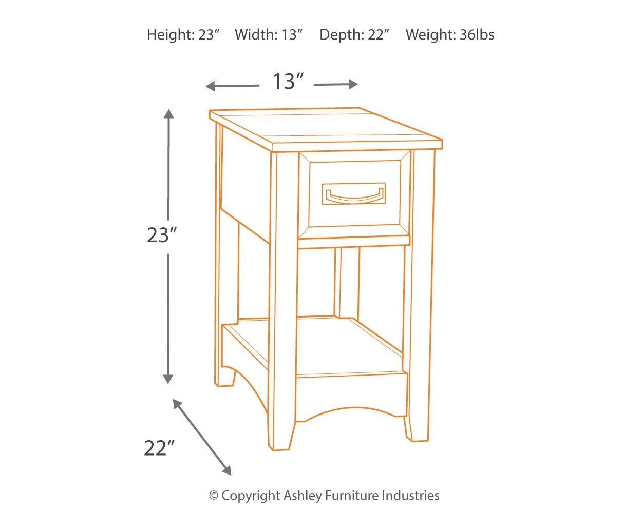 Signature Design by Ashley Breegin New Traditional Wooden Chair Side End Table with 1 Drawer and 1 Fixed Shelf, Brown - WoodArtSupply