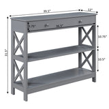 Convenience Concepts Oxford 1-Drawer Console Table 39.5" - Sofa Table with Storage Shelf, Transitional Entryway Hall Table for Living Room, Kitchen, Bedroom, Gray Convenience Concepts