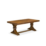 Luxe by East West Furniture LEMA9-AWA-36 9 Pieces Kitchen Table Set Includes a Rectangular Dining Table and 8 Light Beige Polyester Fabric Dining Chairs, Antique Walnut Finish Luxe by East West Furniture