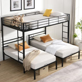 Bellemave Full Over Twin Over Twin Triple bunk Bed with Drawers 3 bunk Bed, Triple bunk beds for Kids, Teens, Adult.（Black） Bellemave