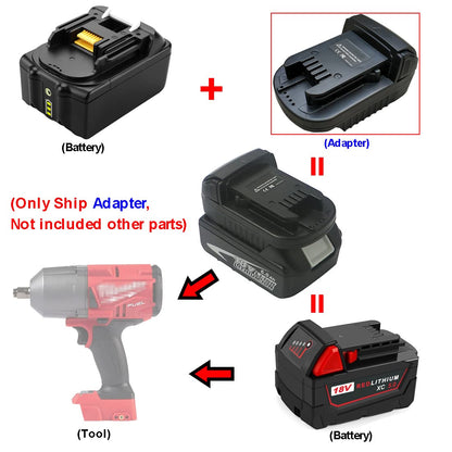 Battery Adapter for Makita to Milwaukee M18 18V Lithium Cordless Tool, Convert Makita 18V LXT Lithium Battery BL1860B/BL1850B/BL1830/BL1815 to Milwaukee 18 Volt Lithium-Ion M18 Battery Conver - WoodArtSupply