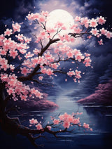 5D Diamond Art Painting Kits by Number for Adults Moon Night & Cherry Blossom Diamond Art Full Round Drill Crystal Rhinestone Embroidery Cross Stitch Craft Kits for Home Wall Decor Kits 30x40cm Generic