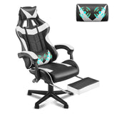 Soontrans White Gaming Chairs with Footrest, Video Game Chairs for Adults Teens,Ergonomic Gamer Chair with Headrest, Lumbar Support Adjustable Recliner Chair(Polar White) Soontrans