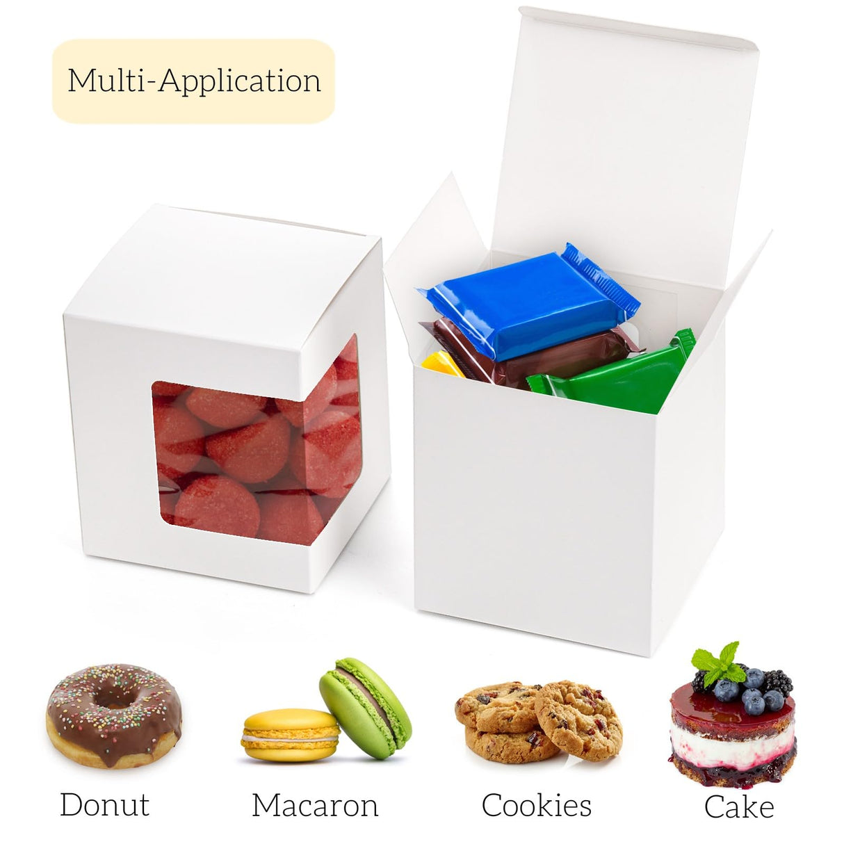 AVLA 50 Pack Gift Boxes for Sublimation Mugs, 4.3x4.3x5'' Small White Packaging Box, 12OZ 15OZ Transparent Cups Wrapping Box with Clear View Window, Cupcake Box Christmas Ornament Box for Wedding AVLA