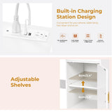 ANWBROAD Makeup Vanity Desk Vanity Set with 10 LED Bulb Lighted Sliding Mirror Makeup Vanity Table with Charging Station Nightstand 3 Colors Modes Dimming Cushioned Stool Dressing Table White UBDT54W ANWBROAD