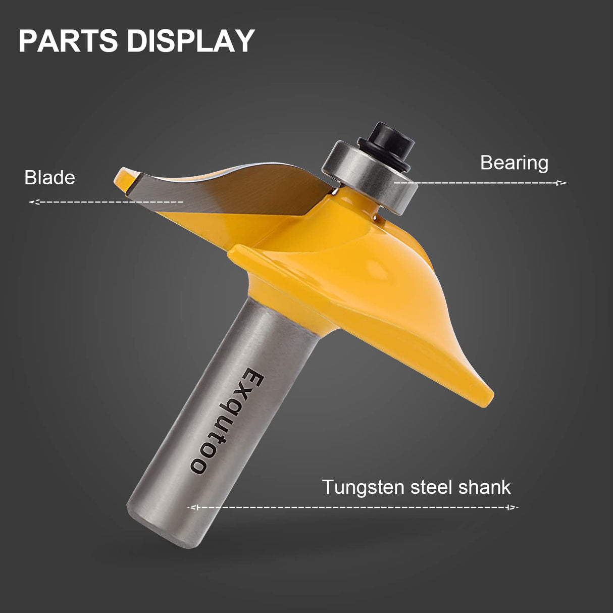 Exqutoo 3PCS 1/2" Shank Router Bit Set, Raised Panel Cabinet Door Making Router Bits, Cemented Carbide Router Bits, Woodworking Tools Router Door & Window Bits (Tenon Joint Cutter Diameter: 1-5/8") Exqutoo