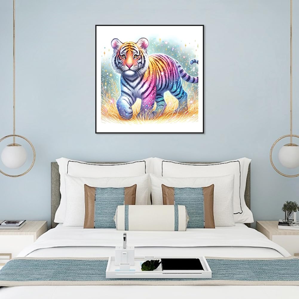 Stalente Diamond Painting Kits for Adults Tiger, 5D DIY Diamond Art Kits for Beginners Round Full Drill Diamond Painting for Home Wall Decoration Gift 12×12inch, Animal Stalente
