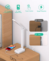 Power Strip with LED Desk Lamp, PD 30W Touch Desk Lamps, 4 Outlets 4 USB Ports(2 USB C) Small Desk Lamp 5FT Extension Cord Table Lamp for Home Office College Dorm Room Essentials Bedroom Bedside Study Mifaso