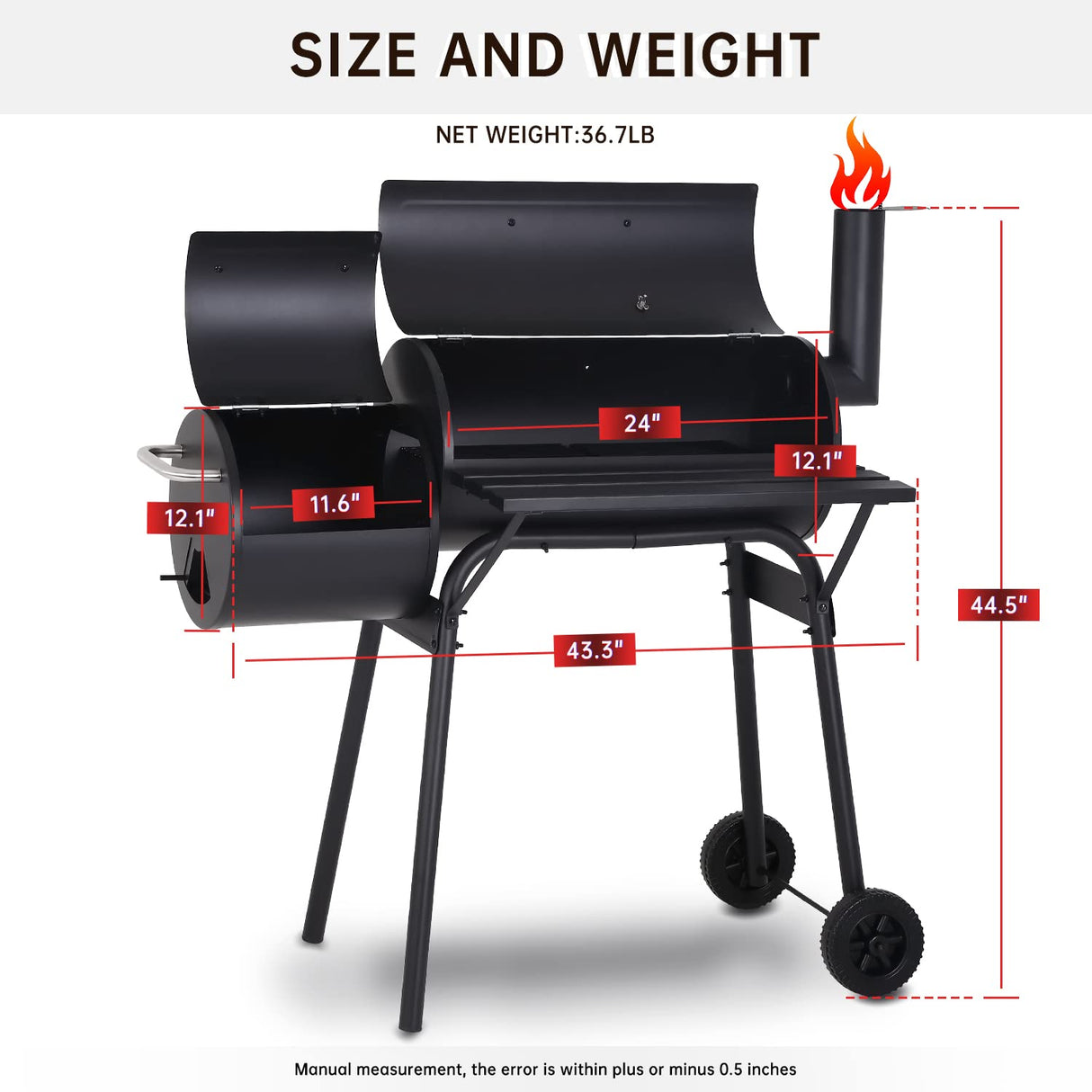 Charcoal Grills Outdoor Barbecue Grill Offset Smoker Portable BBQ Grill with Wheels for Backyard Camping Picnics Dopinmin