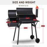 Charcoal Grills Outdoor Barbecue Grill Offset Smoker Portable BBQ Grill with Wheels for Backyard Camping Picnics Dopinmin