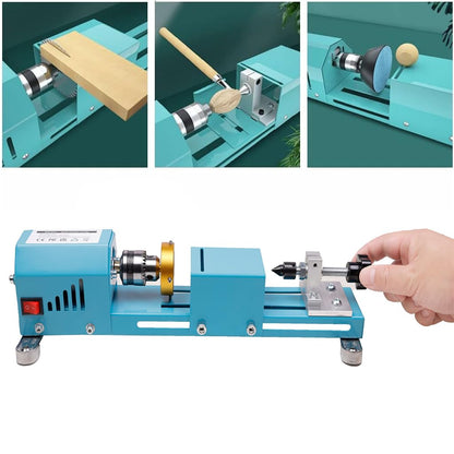 Onetuon Mini Wood Lathe Milling Machine Multi-Purpose Type Lathe with Wood Lathe Milling Accessories, for Wood Polishing, Grinding, Cutting and Milling ，2.76 in x 6.3 in, 24VDC 96W，7 Speeds