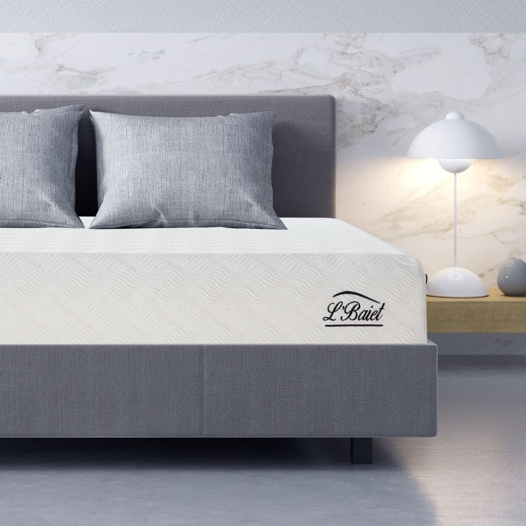 L’Baiet 12” Gel Memory Foam Mattress, Twin Size/Bed in a Box/Medium Firm/Breathable Cooling-Gel Comfort Technology/Pressure Relief/Comfy Support/Soft Fabric Cover/CertiPUR-US Certified L'Baiet