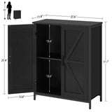 FIONESO Storage Cabinet, Small Cabinet with Barn Doors, Farmhouse Cabinet with Shelf, Black Cabinet for Living Room, Dining Room, Entryway, Black FIONESO