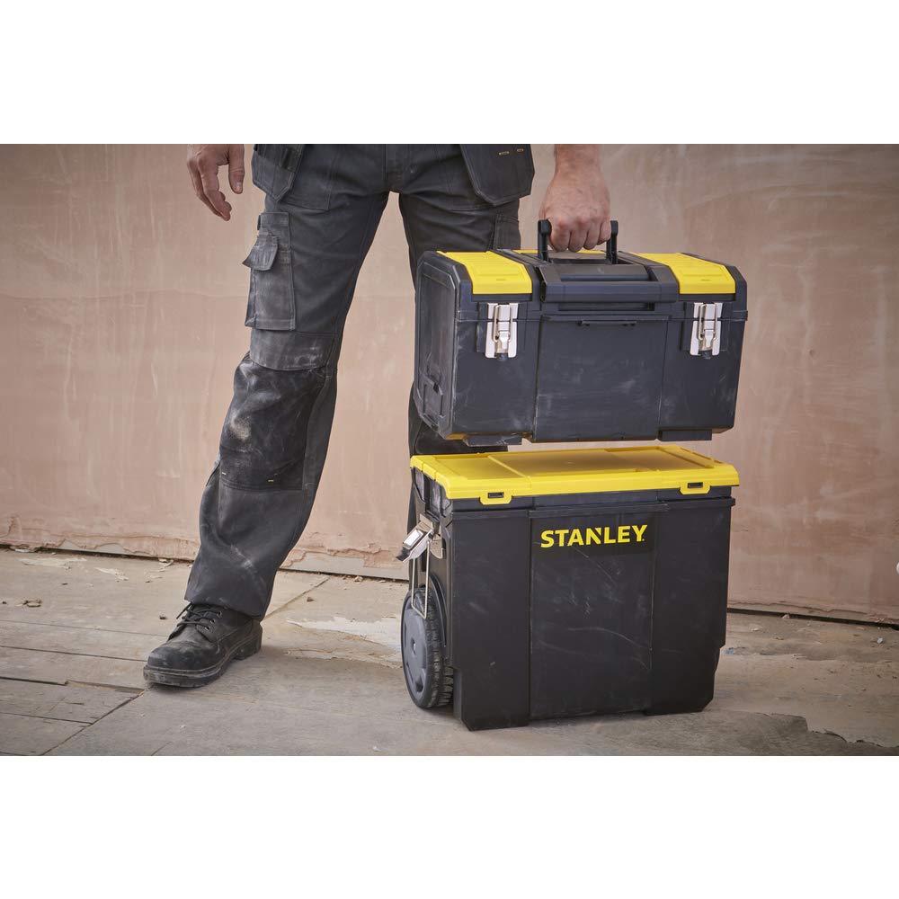 STANLEY 3 in 1 Rolling Work Centre Toolbox with Pull Handle, Detachable Toolbox with Portable Tote Tray, 1-70-326 - WoodArtSupply