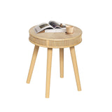 RUSTOWN 2-Piece Farmhouse Coffee Table, Modern Rustic Sofa Side Tea Tables, Solid Wood Finish with Crafted Rattan Side and End Table Sets for Living Room (Natural) RUSTOWN