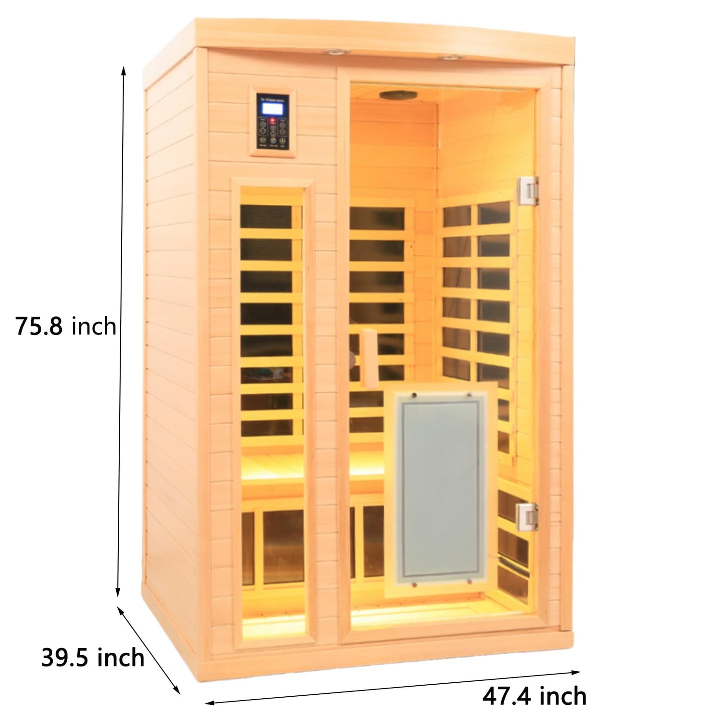 LTCCDSS 2 Person Low EMF Infrared Sauna, Hemlock Wooden Far Infrared Sauna for Home, with Bluetooth Speakers, LED Reading Lamp and Chromotherapy Lamp Indoor Sauna Room