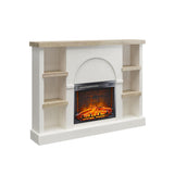 Mr. Kate Winston 56 Inch Electric Fireplace with Mantel, Replaceable Fireplace Insert Heater, Shelves, Remote Control, Timer, Realistic Log and Flame Effect, for Living Room or Bedroom, Plaster Mr. Kate