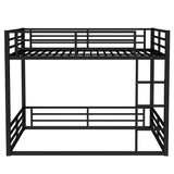 Queen Over Queen Floor Bunk Beds for Kids/Adults,Heavy Duty Metal Kids Bunk Beds Queen Size,Noise Reduced Structure,Black Bellemave