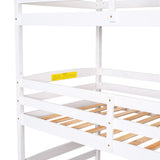 Bellemave Triple Bed for Kids with Staircase, Wood Triple Bunk Bed, Can be Divided Into 2 Separate Beds, No Box Spring Needed, White Bellemave