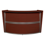 Romig Marque Single-Unit Reception Curved Desk Workstation “72W x 32D” - Mahogany Romig