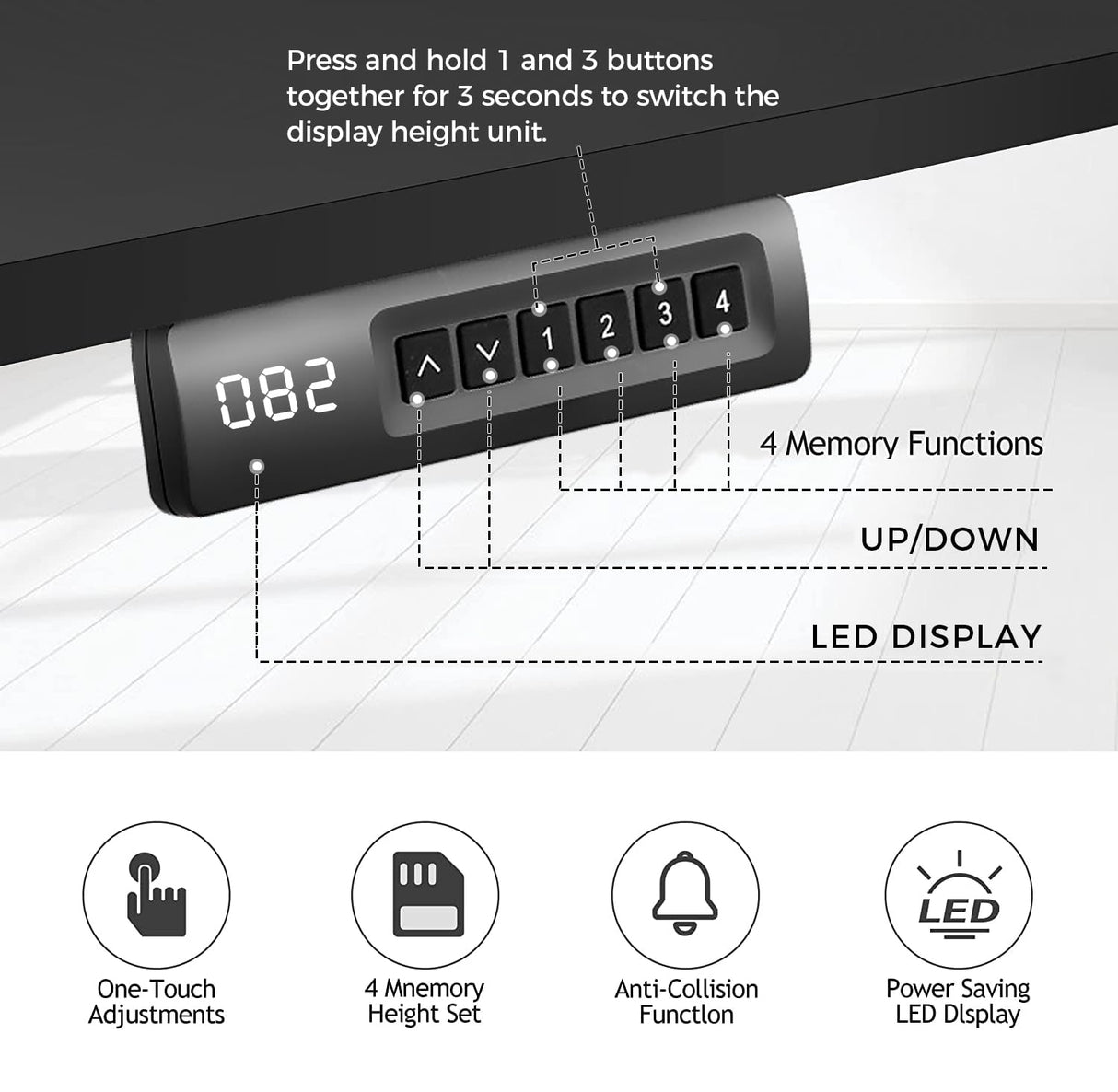 Legooin Electric Standing Desk, 48'' X 24'' Adjustable Height Stand Up Desk with Charging Station, 2 USB Ports, 3 Power Outlets, 27''-46'' Lifting Range Adjustable Desk(Black) Legooin