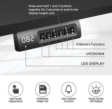 Legooin Electric Standing Desk, 48'' X 24'' Adjustable Height Stand Up Desk with Charging Station, 2 USB Ports, 3 Power Outlets, 27''-46'' Lifting Range Adjustable Desk(Black) Legooin