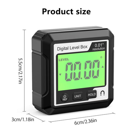 Abizarch Digital Angle Finder Magnetic Angle Gauge LCD Digital Level tool Protractor Inclinometer Level Box Backlit Portable Angle Measurement Tool Battery Operated for Carpentry Building Abizarch