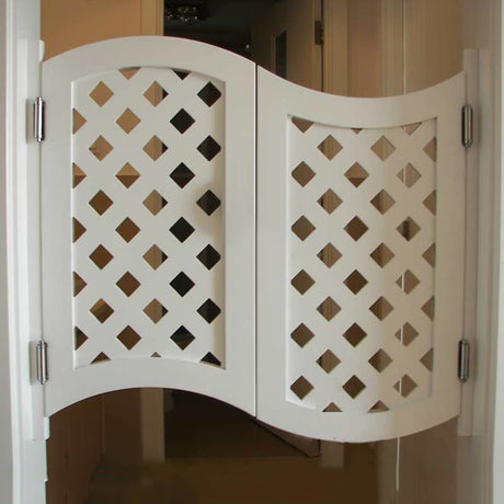 Interior Solid Wood Swing Door,Retro Cafe Swinging Doors Auto Close Fence Half Waist Cowboy Door,Hollow-Carved Design Bar Kitchen Hallway Entrance Partition Parlor Butler Door (W 32 x 36in,White) NIANXINN