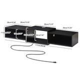 IBUYKE Floating TV Stand Wall Mounted with Power Outlet,Modern Wood Wall Mounted Media Console Shelf,Floating Entertainment Center for Under TV Storage for Living Room Bedroom Office,Black WST001B- IBUYKE