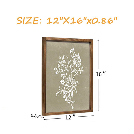 Framed Boho Wall Art Set of 4 for Wooded Minimalist Botanical Print Wall Art for Rustic Vintage Farmhouse Home Kitchen Wall Decor (Brown, 12x16) Liswit