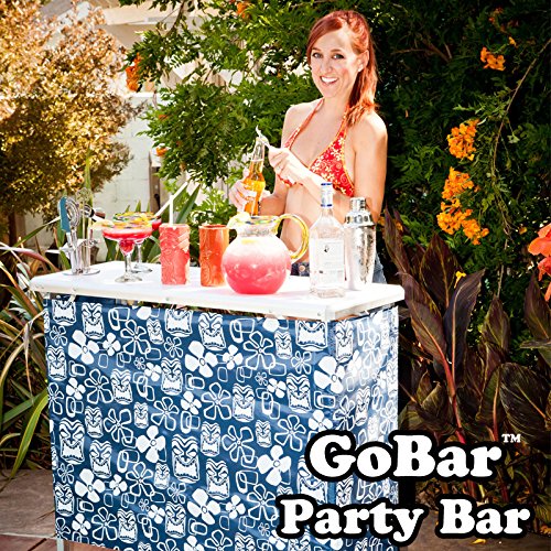 GoBar Portable High-Top Bar Table with Interchangeable Skirts - Ideal for Events and Parties - WoodArtSupply