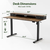 Agilestic 53 x 24 Inches Height Adjustable Electric Standing Desk with 2 Drawers, Stand Up Electric Desk Adjustable Height, Sit Stand Computer Gaming Table with Splice Board, Rustic Brown Agilestic