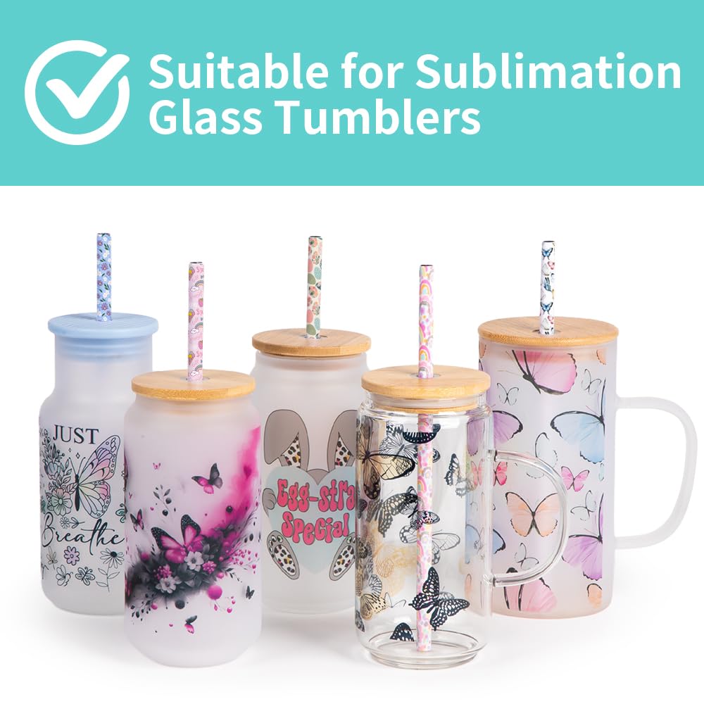 PYD Life 30 PCS Sublimation Reusable Drinking Stainless Steel Metal Straws Blanks Bulk White 0.3" x 10.2" for 20 OZ Sublimation Skinny Tumblers,for Stanley 30 OZ Tumblers Cups