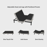 Irvine Home Collection California King Adjustable Bed Base | Dual Massage | USB Ports | Zero Gravity | Anti-Snore | Memory Positions | Under Bed Lighting | Wireless Remote | Zero Clearance Irvine Home Collection