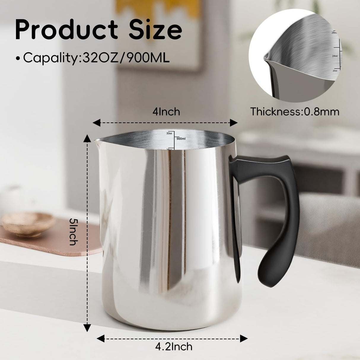 Zapstarz Candle Making Melting Pot Wax Pouring Pitcher, 32oz Stainless Steel Wax Melting Pitcher with Heat-Resistant Handle, Candle Making Pouring Pot Double Boiler Zapstarz