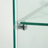 LED Lights Glass Display Cabinet 4 Shelves with 2 Doors, Curio Cabinets Quick-Install Style Glass Floor Standing Cabinet Bookshelf for Living Room Bedroom Office Kootlena