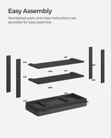 SONGMICS Bamboo Shoe Bench, 3-Tier Shoe Rack, Stable Shoe Organizer for Entryway, Living Room, Bench Seat Holds Up to 330 lb, 11.4 x 28 x 19.3 Inches, Black and Gray ULBS604B01 SONGMICS