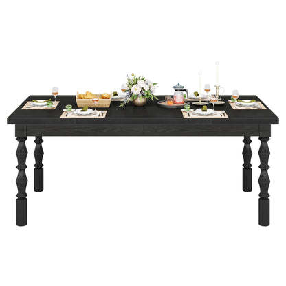 Tribesigns 62” Wood Dining Table for 4-6 People, Farmhouse Large Rectangle Kitchen Table, Modern Dinner Table Kitchen & Dining Room Furniture with Carved Turned Legs - WoodArtSupply