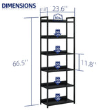NUMENN Bookshelf, 6 Tier Bookshelves, Home Office Bookcase Shelf Storage Organizer, Free Standing Storage Shelving Unit for Bedroom, Living Room and Home Office, Black NUMENN