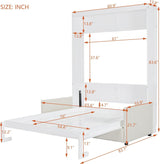 Virubi Full Murphy Bed with Couch,Wood Folding Murphy Wall Bed Cabinet with Sofa (White,Full) Virubi
