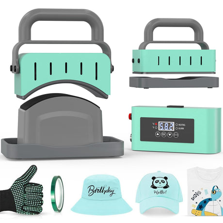 ITEFDTUTNE 2 in 1 Hat Press Machine, Heat Press Machine for Caps, T-Shirts, Bags. with 3.15"×5.5" Curved Heating Element & Silicone Platen, LCD Digital Temperature & Timer Control, No Crease ITEFDTUTNE