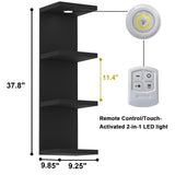 LitaEther Versatile 4 Tier Wall Shelf Unit,Black Lack Wall Shelf,Display Floating Shelf with LED Remote Control Light LitaEther