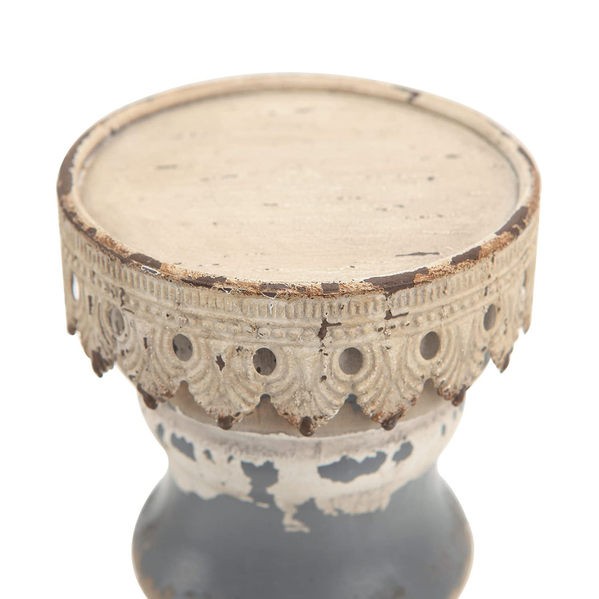 NIKKY HOME Farmhouse Pillar Candle Holder Set of 2 - Rustic Wood Decorative Candlesticks Pedestal, Centerpieces Decor for Fireplace Mantle Coffee Bar Dining Table, Distressed Grey NIKKY HOME