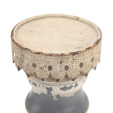 NIKKY HOME Farmhouse Pillar Candle Holder Set of 2 - Rustic Wood Decorative Candlesticks Pedestal, Centerpieces Decor for Fireplace Mantle Coffee Bar Dining Table, Distressed Grey NIKKY HOME