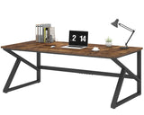 IBF 70 Inch Rustic Brown Desk, Industrial Large Metal Wood Double Computer Desk, Long Home Office Desks Table for 2 People Executive Work Writing Study Gaming, Farmhouse Big Two Person Desk in Bedroom IBF